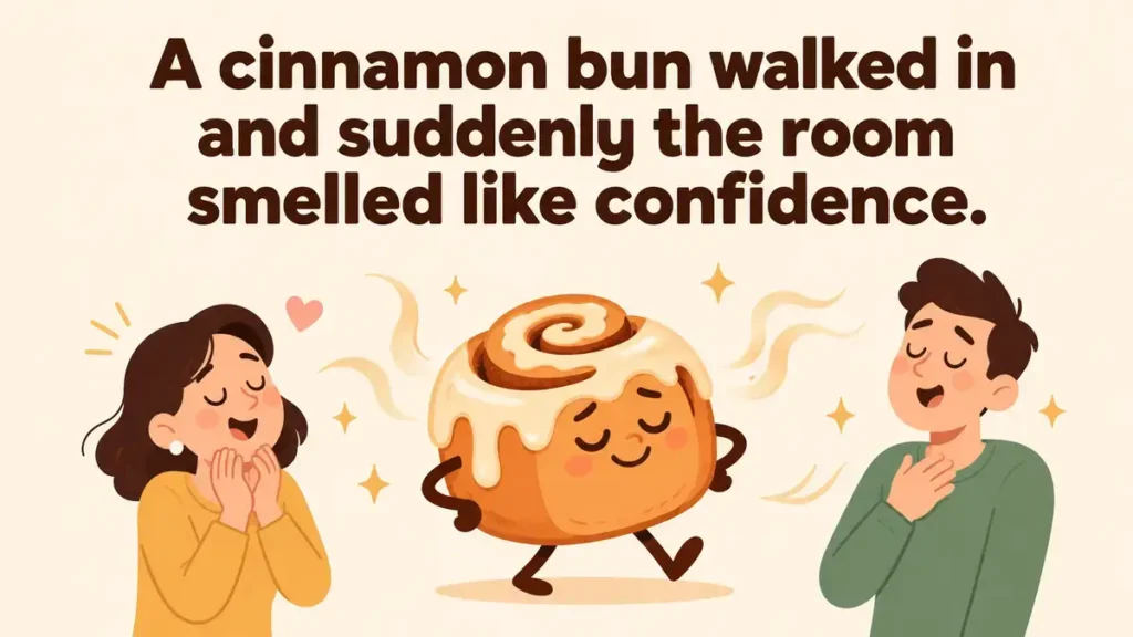 A cinnamon bun walked in and suddenly the room smelled like confidence.