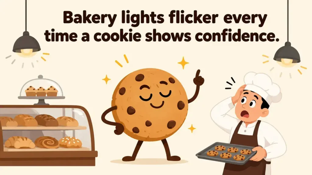 Bakery lights flicker every time a cookie shows confidence.