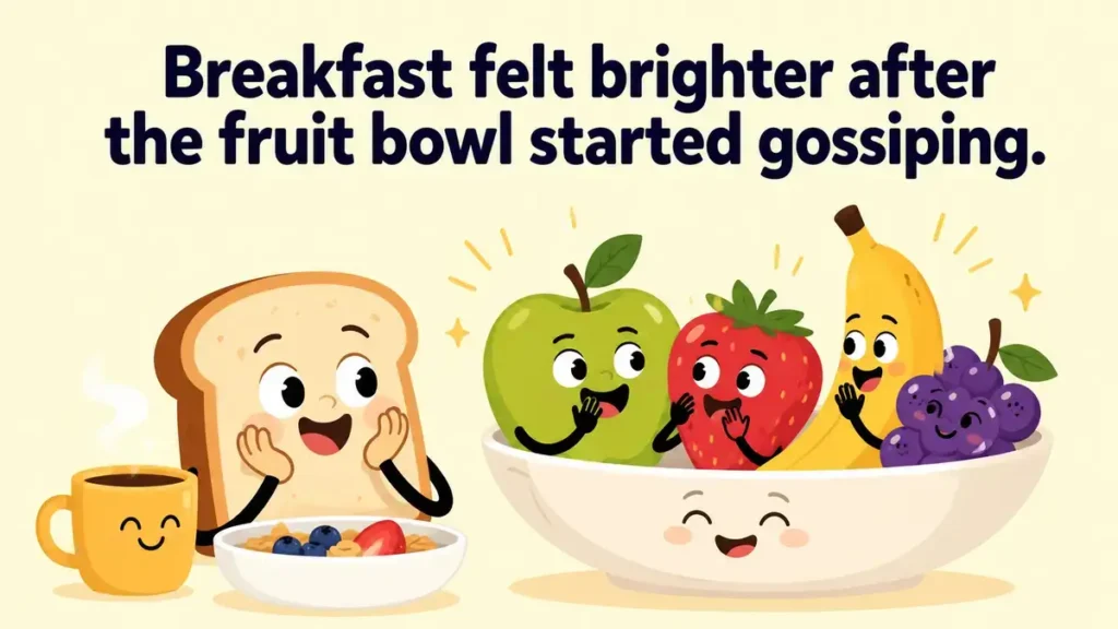 Breakfast felt brighter after the fruit bowl started gossiping.