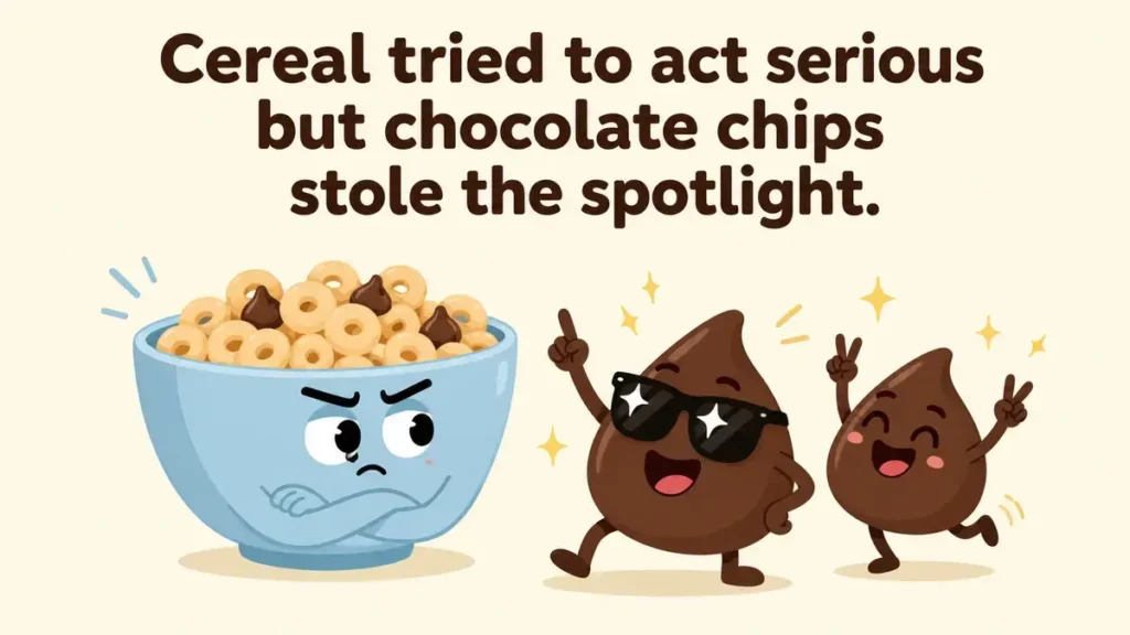 Cereal tried to act serious but chocolate chips stole the spotlight.