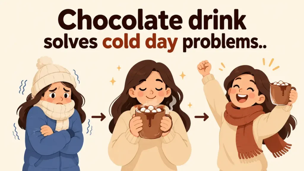 Chocolate drink solves cold day problems.