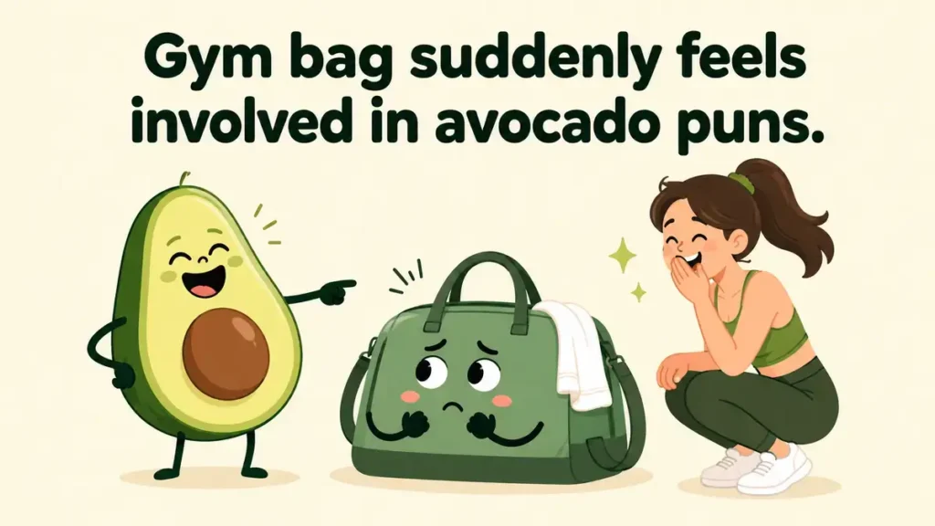 Gym bag suddenly feels involved in avocado puns.