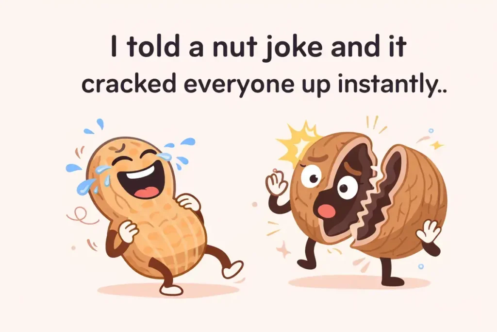 I told a nut joke and it cracked everyone up instantly.