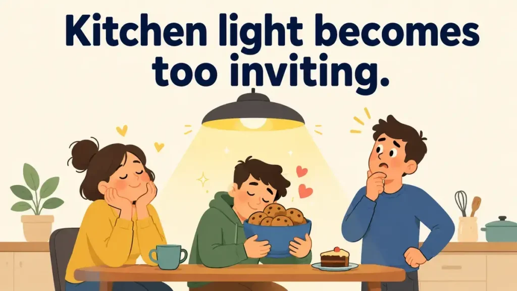 Kitchen light becomes too inviting.