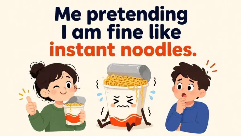 Me pretending I am fine like instant noodles.