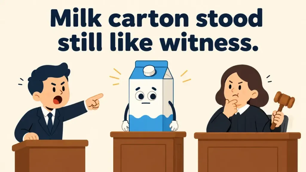 Milk carton stood still like witness.