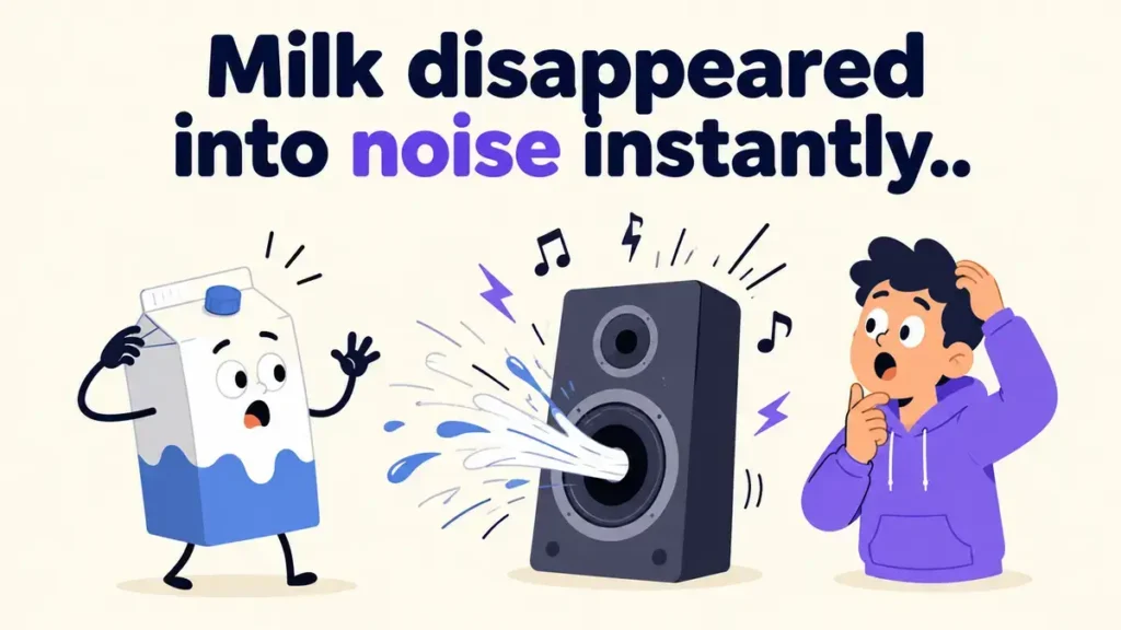 Milk disappeared into noise instantly.