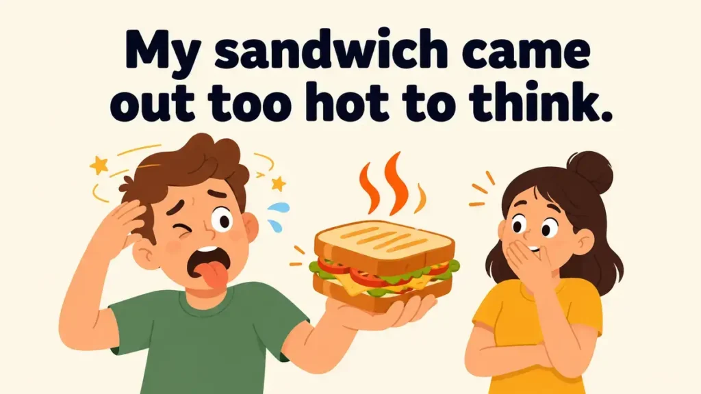 My sandwich came out too hot to think.