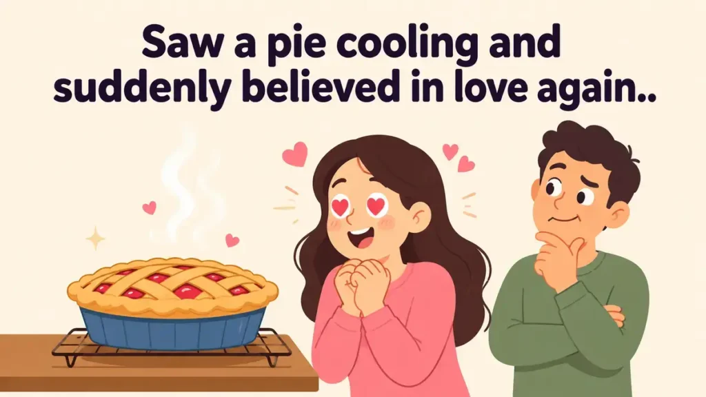 Saw a pie cooling and suddenly believed in love again.
