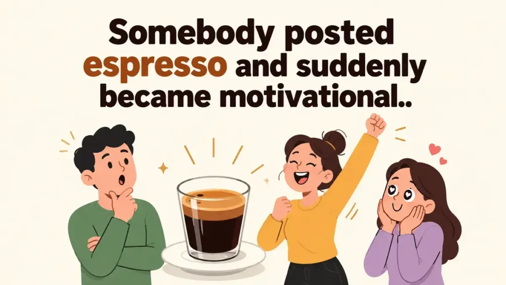 Somebody posted espresso and suddenly became motivational.