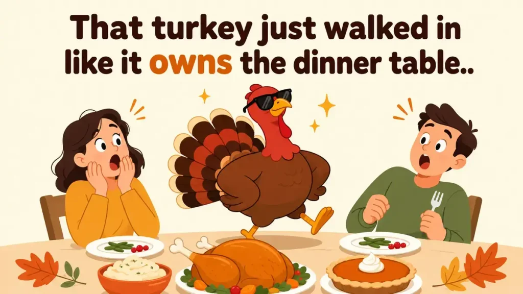 That turkey just walked in like it owns the dinner table.