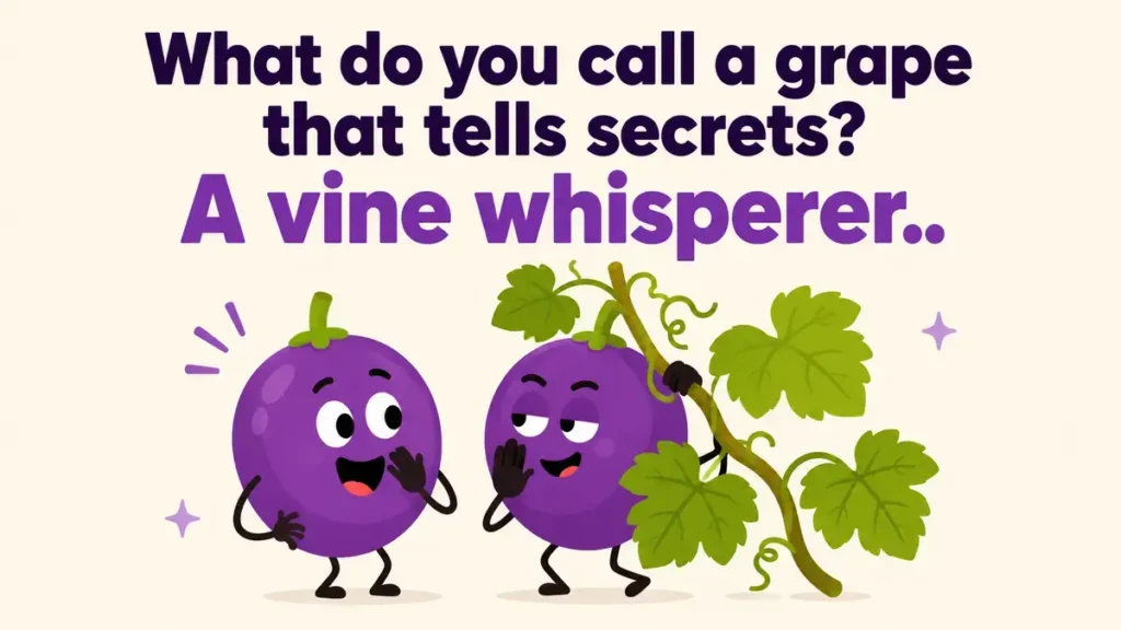 What do you call a grape that tells secrets? A vine whisperer.
