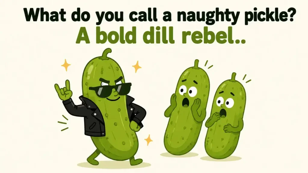 What do you call a naughty pickle? A bold dill rebel.