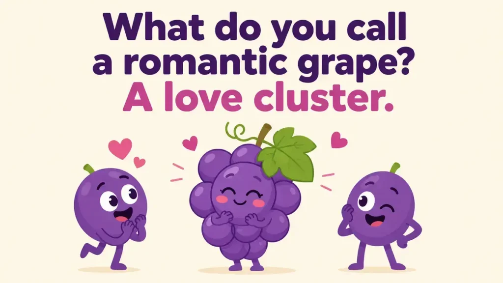 What do you call a romantic grape? A love cluster.