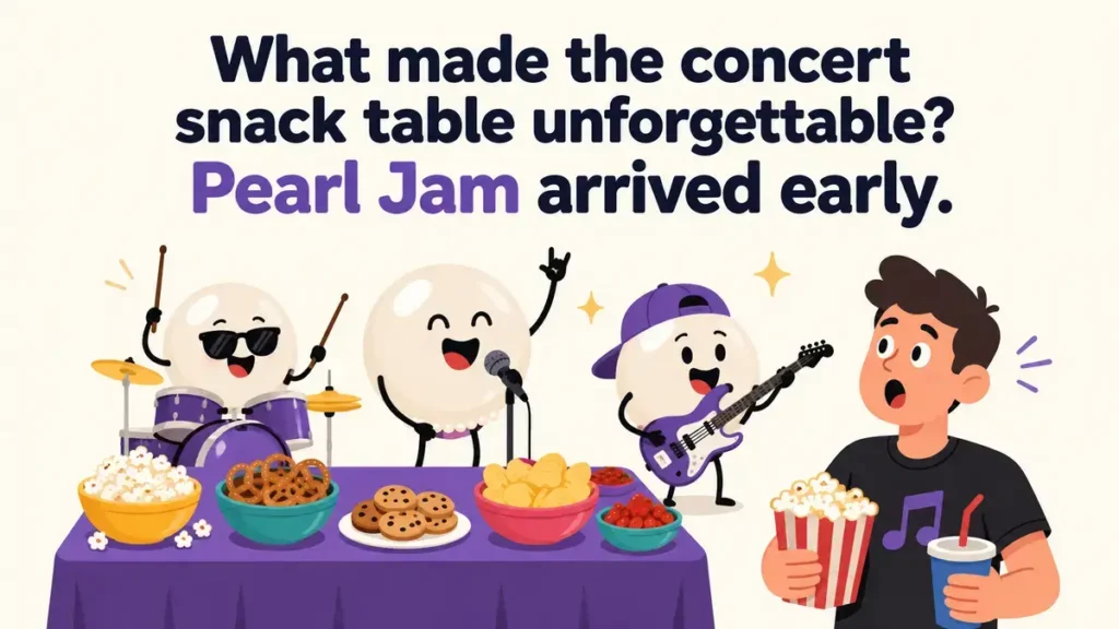 What made the concert snack table unforgettable? Pearl Jam arrived early.