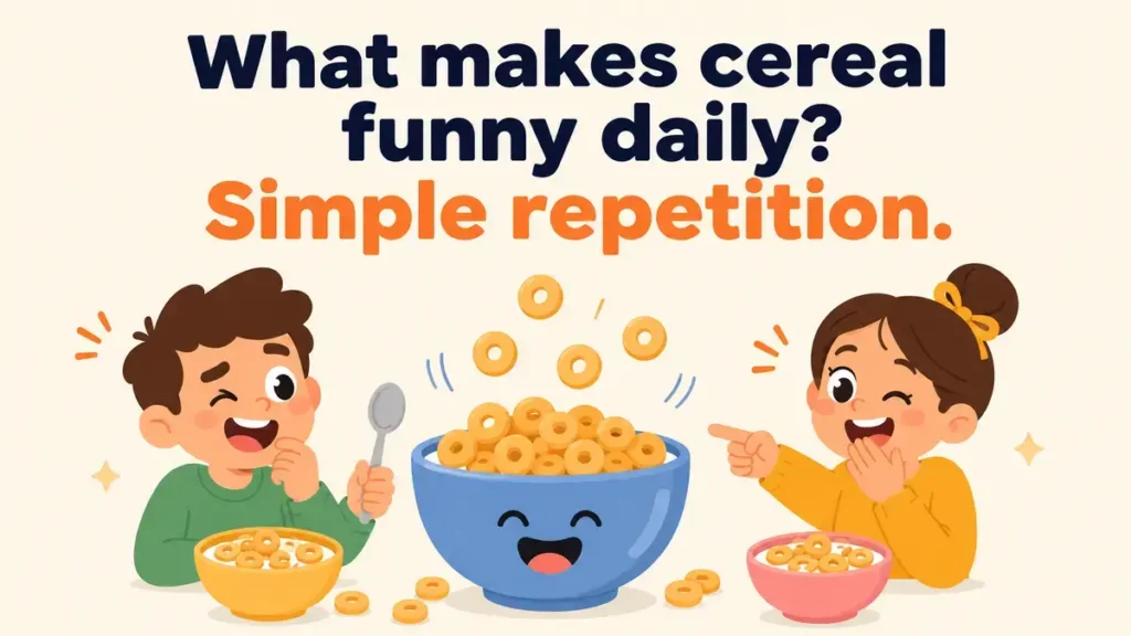 What makes cereal funny daily? Simple repetition.