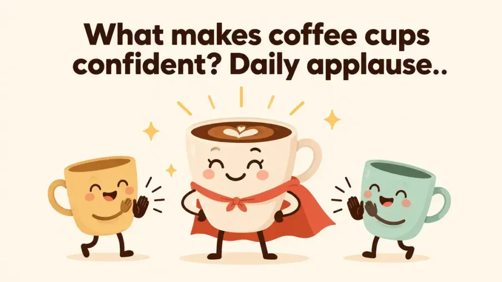 What makes coffee cups confident? Daily applause.