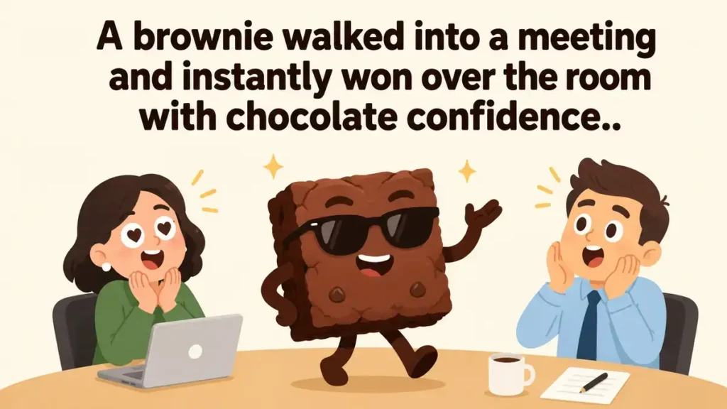 A brownie walked into a meeting and instantly won over the room with chocolate confidence.