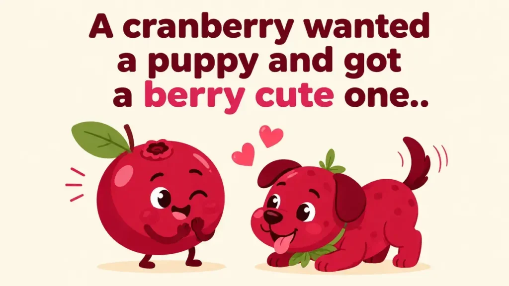 A cranberry wanted a puppy and got a berry cute one.