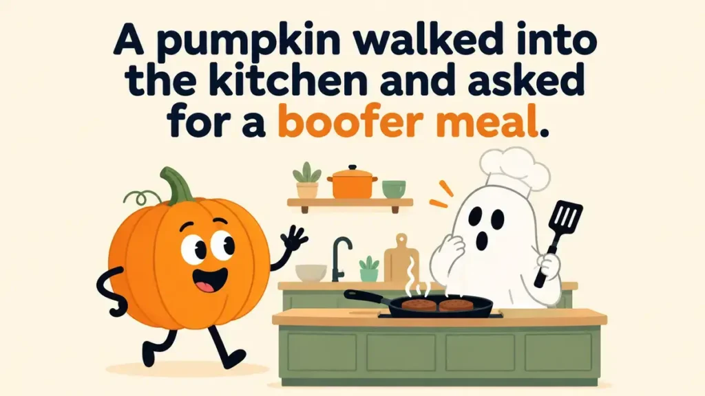 A pumpkin walked into the kitchen and asked for a boofer meal.