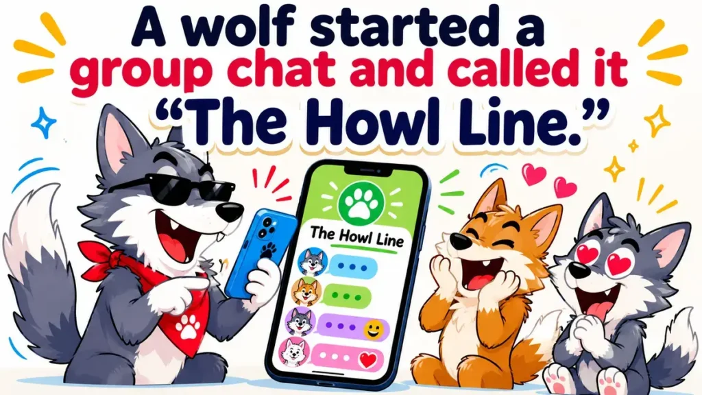 A wolf started a group chat and called it “The Howl Line.”