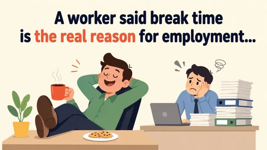 A worker said break time is the real reason for employment.
