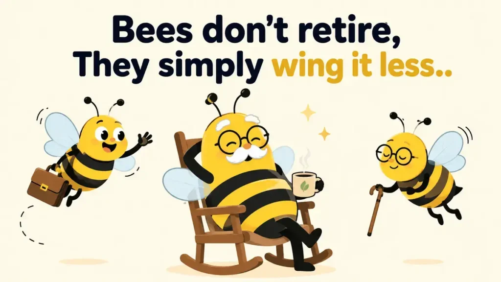 Bees don't retire, They simply wing it less.