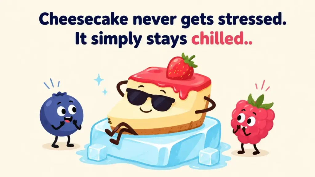 Cheesecake never gets stressed. It simply stays chilled.