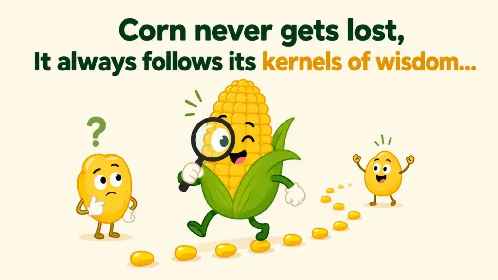 Corn never gets lost, It always follows its kernels of wisdom.