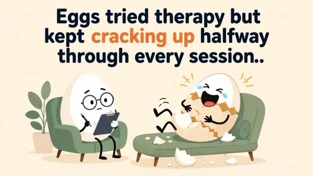Eggs tried therapy but kept cracking up halfway through every session.