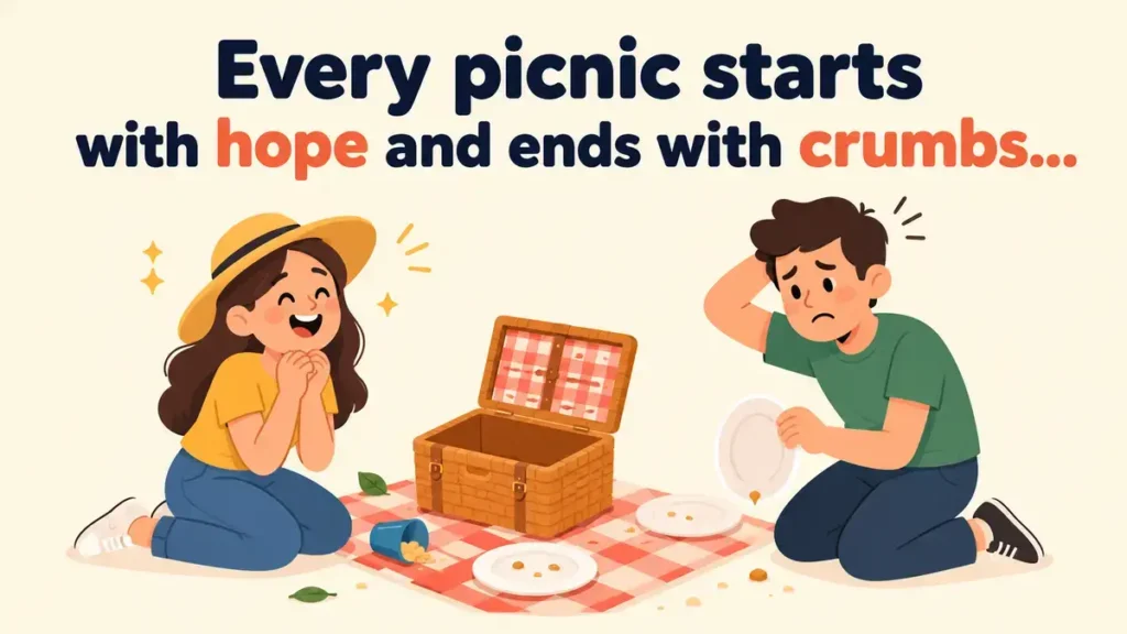 Every picnic starts with hope and ends with crumbs.
