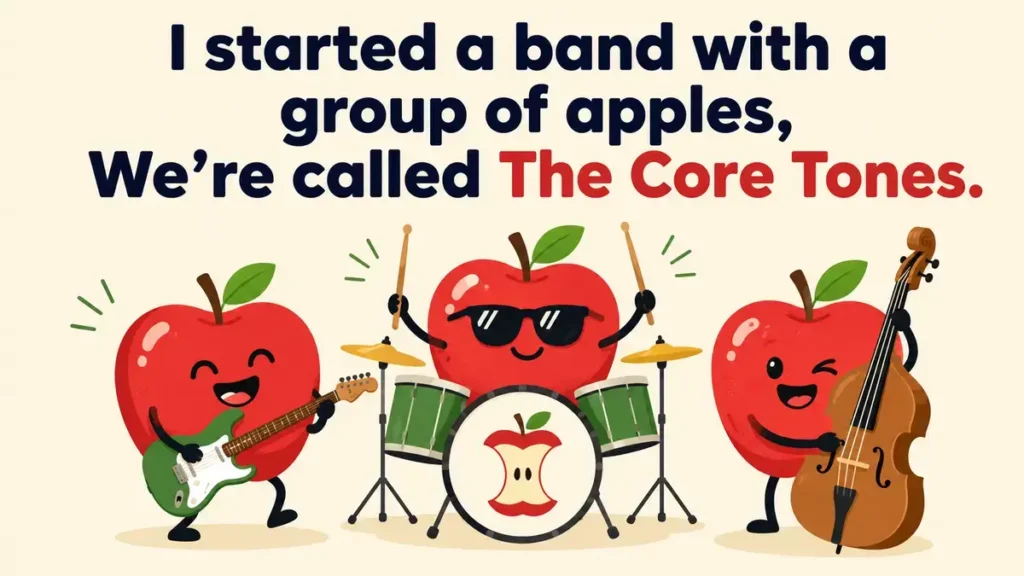 I started a band with a group of apples, We're called The Core Tones.