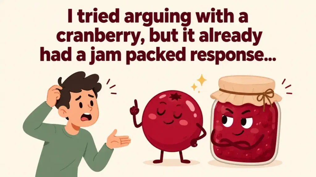 I tried arguing with a cranberry, but it already had a jam packed response.