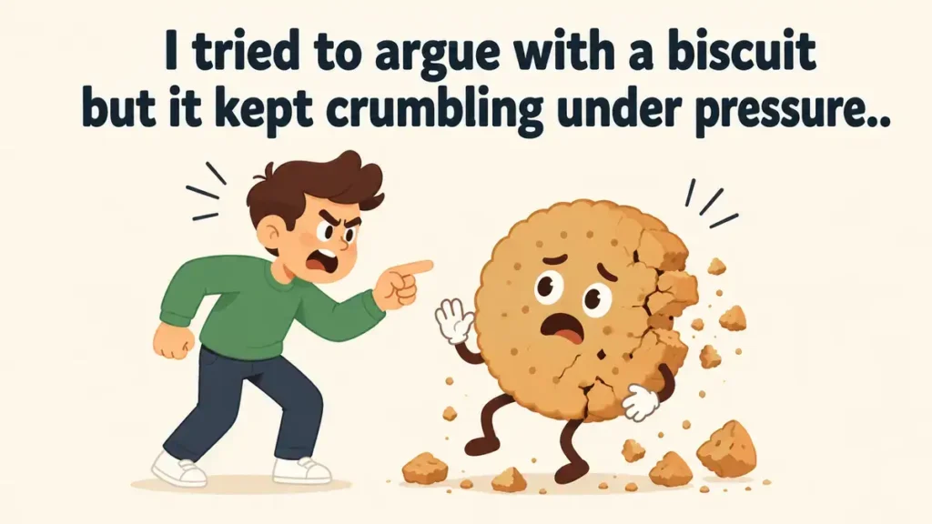 I tried to argue with a biscuit but it kept crumbling under pressure.
