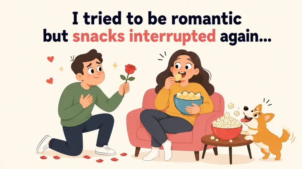 I tried to be romantic but snacks interrupted again.