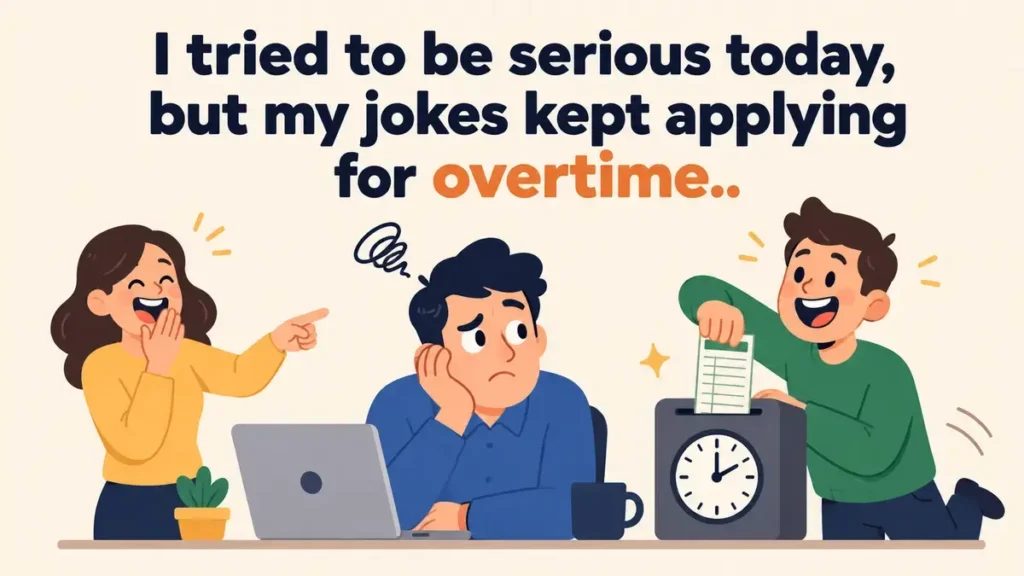 I tried to be serious today, but my jokes kept applying for overtime.