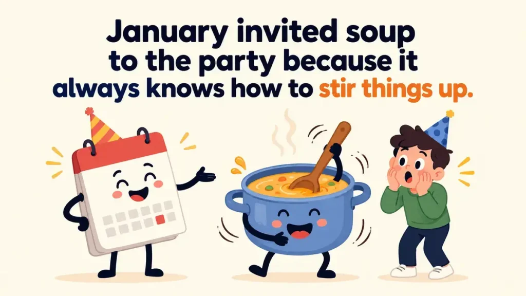 January invited soup to the party because it always knows how to stir things up.