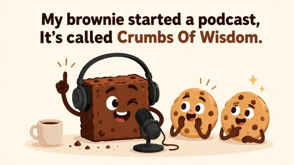 My brownie started a podcast, It's called Crumbs Of Wisdom.