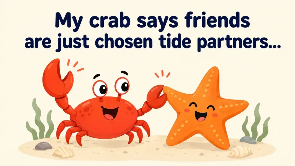 My crab says friends are just chosen tide partners.