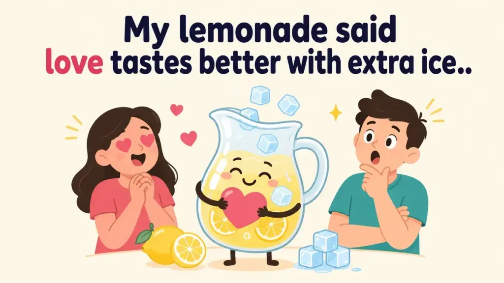 My lemonade said love tastes better with extra ice.