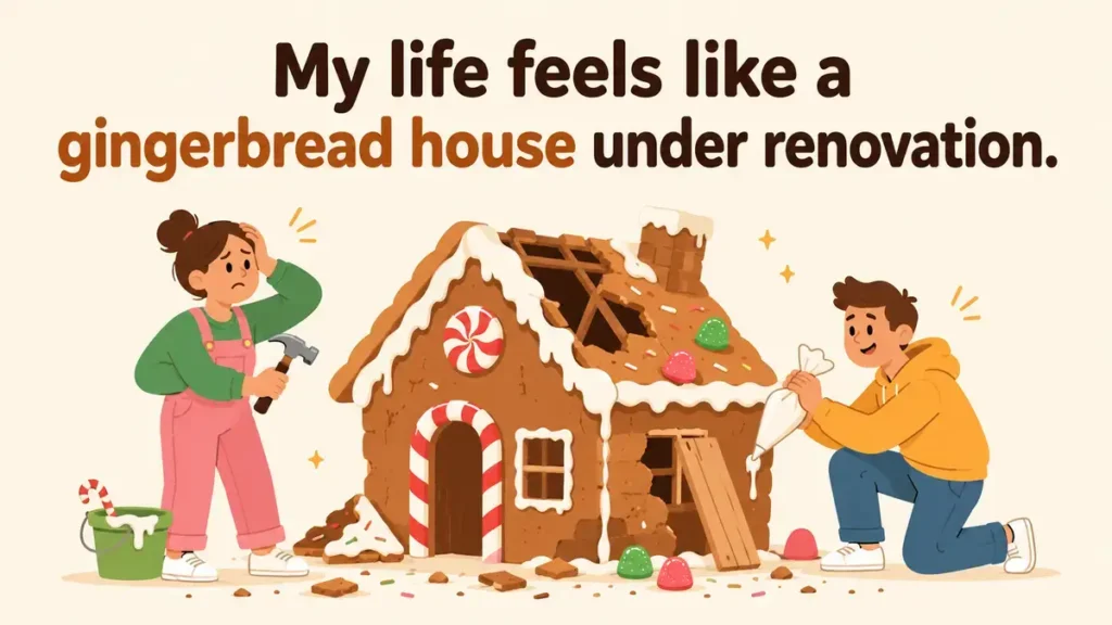 My life feels like a gingerbread house under renovation.