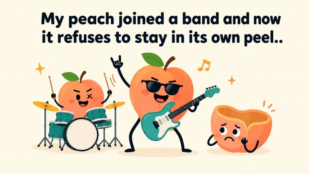 My peach joined a band and now it refuses to stay in its own peel.