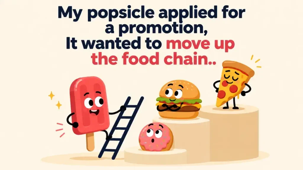 My popsicle applied for a promotion, It wanted to move up the food chain.