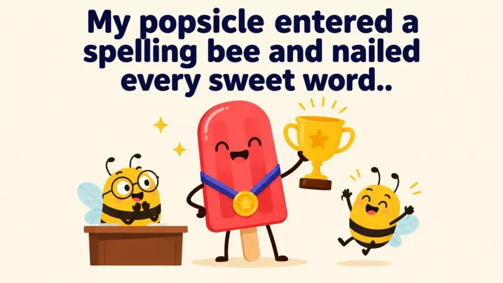 My popsicle entered a spelling bee and nailed every sweet word.