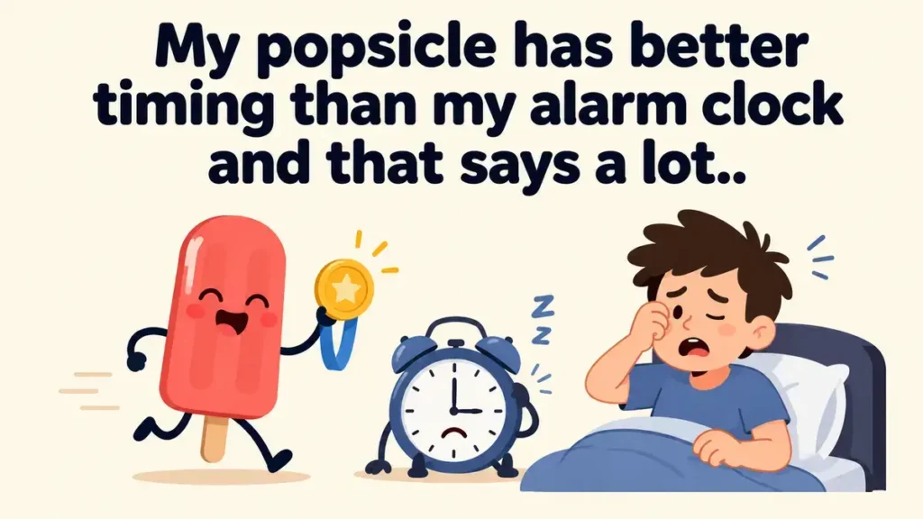 My popsicle has better timing than my alarm clock and that says a lot.