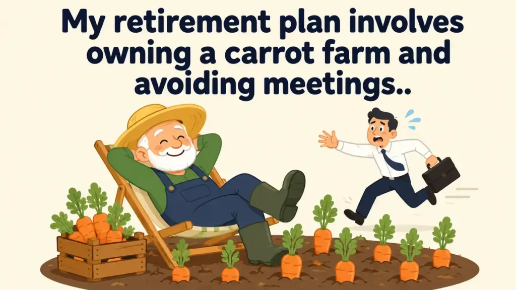 My retirement plan involves owning a carrot farm and avoiding meetings.