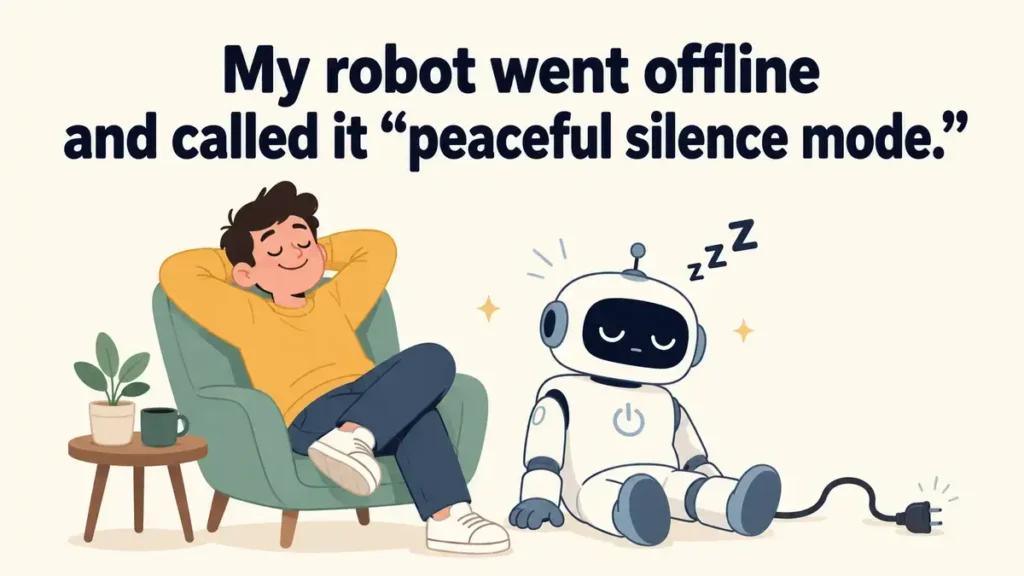 My robot went offline and called it “peaceful silence mode.”