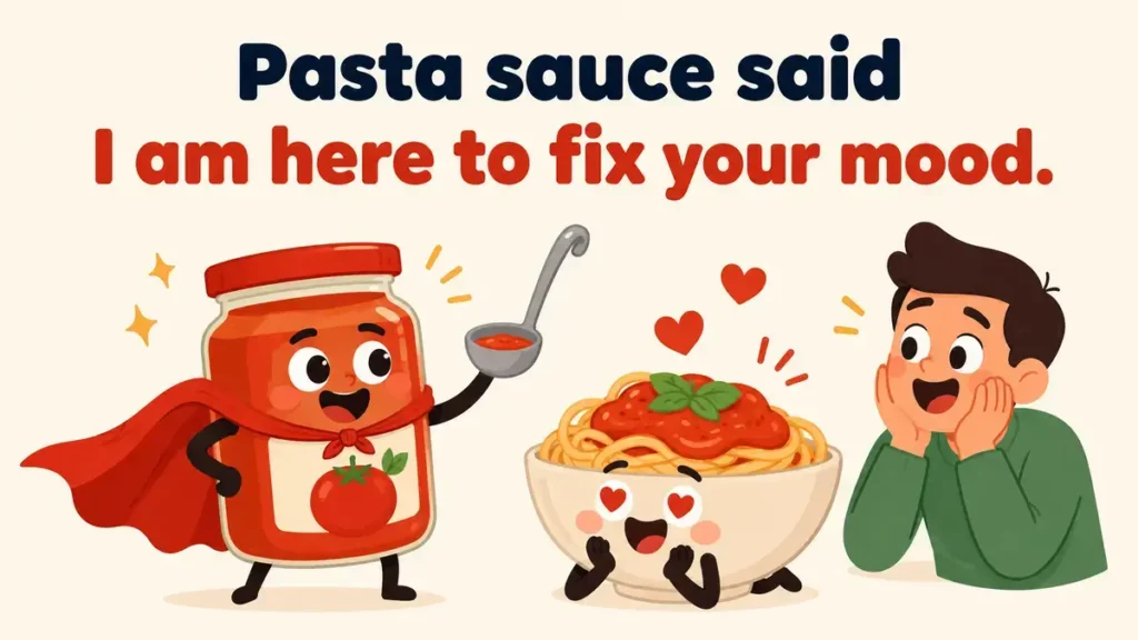 Pasta sauce said I am here to fix your mood.