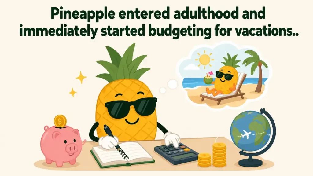 Pineapple entered adulthood and immediately started budgeting for vacations.