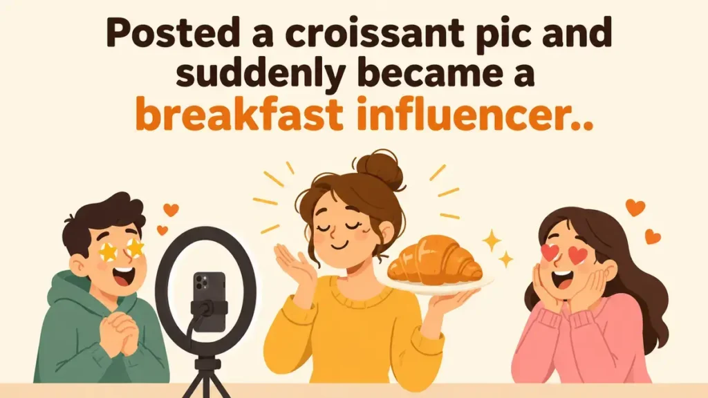 Posted a croissant pic and suddenly became a breakfast influencer.